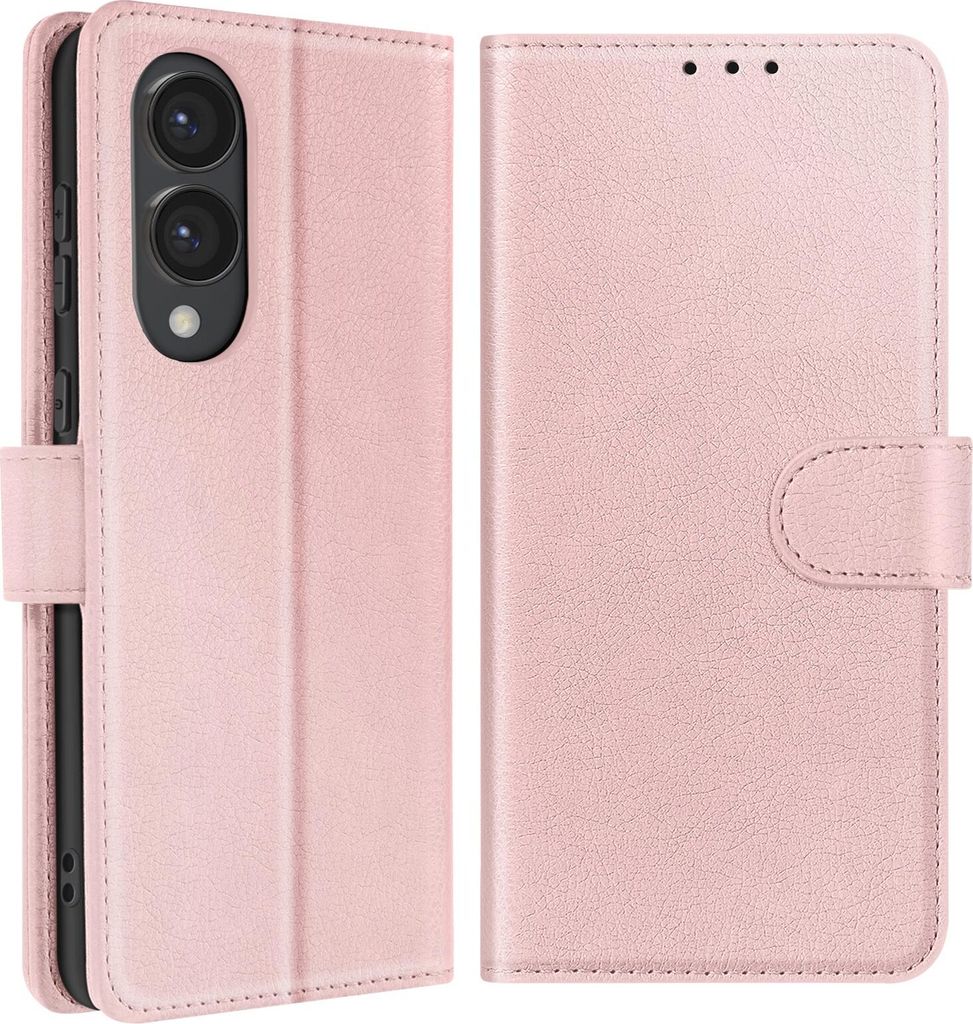Avizar, Etui Galaxy S25 Edge Klappe Brieftasche Video, Champagnerrosa