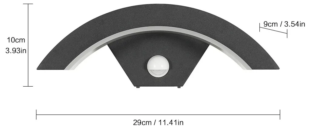 Applique LED 24W étanche IP65 Blanc Chaud pour façade maison Noire
