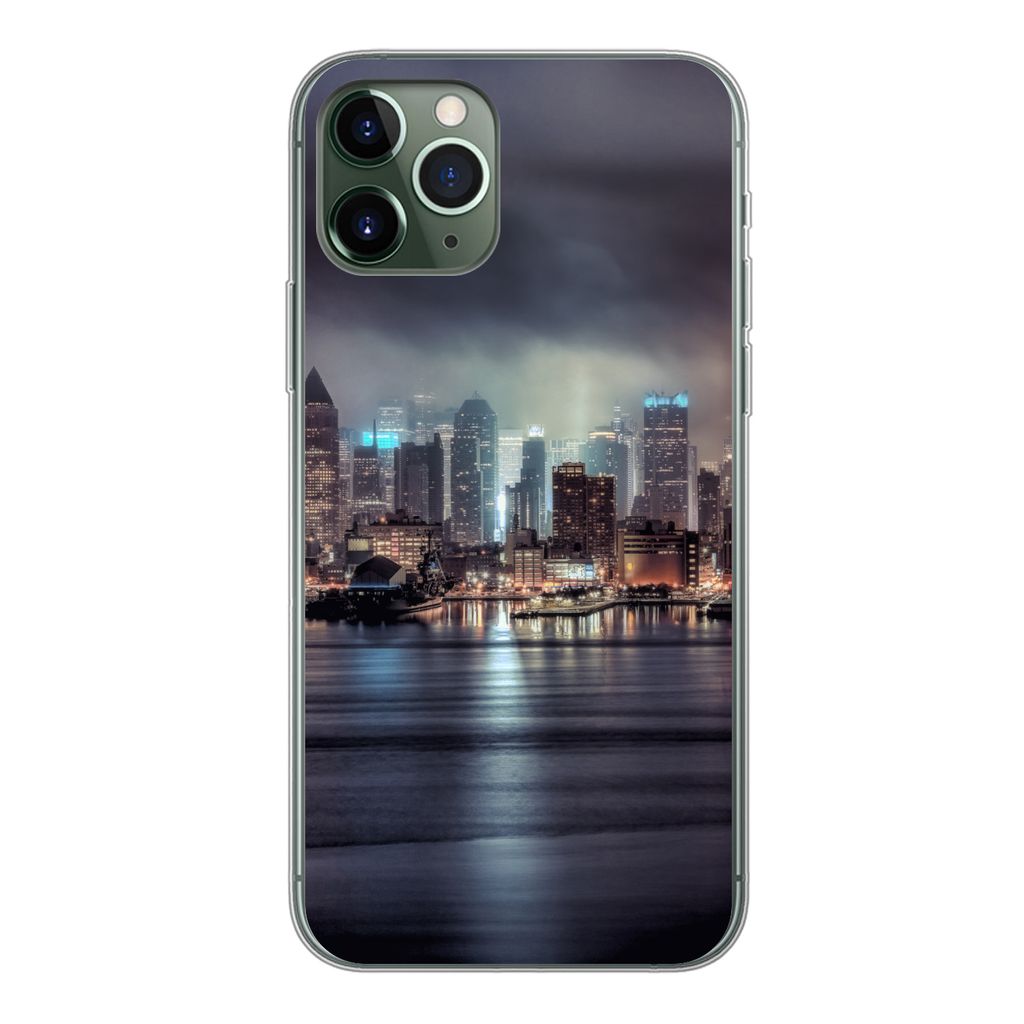 MuchoWow Handyhülle Schutzhülle Hülle für iPhone 11 Pro New York - Amerika - Skyline Silikon Softcase Handy Hülle - Handy