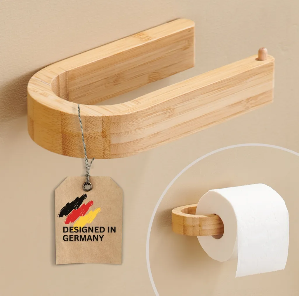 DEKAZIA Porte-papier hygiénique en bambou naturel sans perçage 15cm