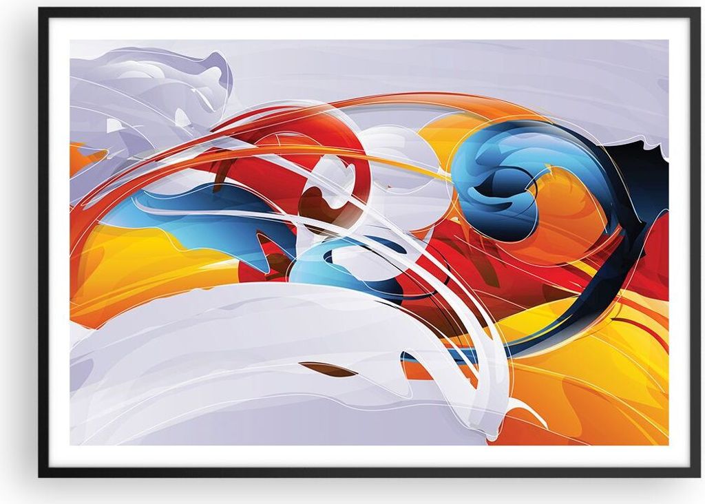 Gerahmtes Poster - Schwarzer Rahmen - Abstraktion modern - 100x70 cm - Wand Bild - Wanddeko - Wandbilder - Kunstposter - Wandposter - Bilderrahmen ...