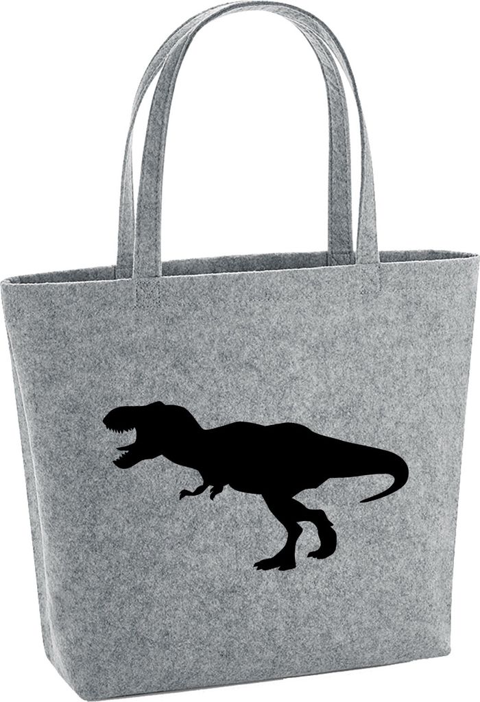 Huuraa Filzshopper Tyrannosaurus Rex Dinosaurier 22 Liter Grey Melange Filztasche Geschenkidee