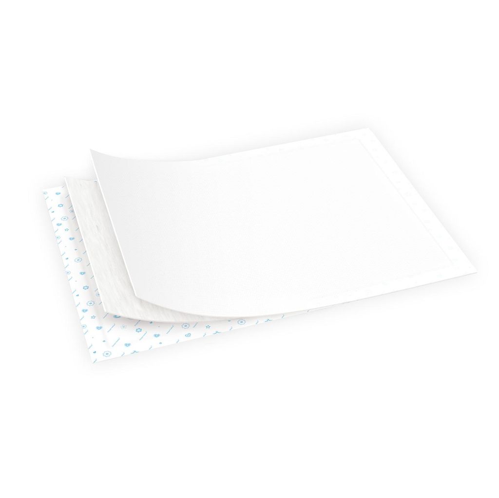 A stack of three disposable pads on a white background.