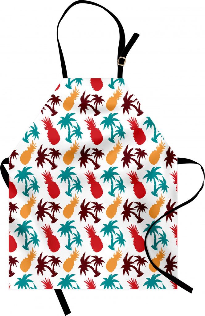ABAKUHAUS Ananas Kochschürze, Lebhafte mehrfarbige Tropische Ananas-Palmen-Baum-Insel-themenorientierte Schattenbilder, Farbfest Höhenverstellbar...