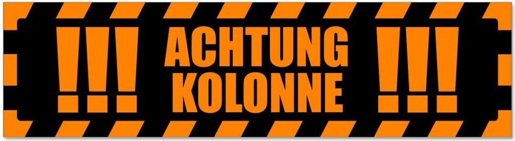 Kiwistar - Autoaufkleber - Orange - Schwarz - 45 x 12 cm - Achtung Kolonne gestreift - Hinweis Aufkleber Sticker für Auto, Kfz, Fahrrad, PKW, LKW