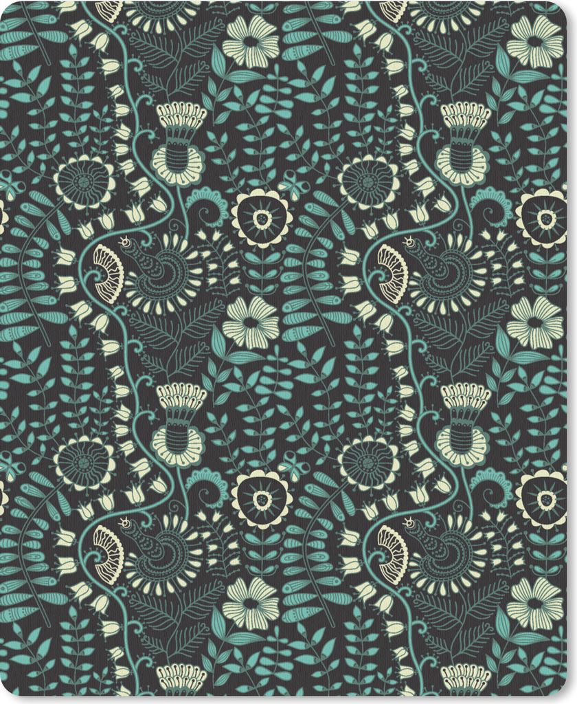 MuchoWow Mauspad Mousepad Blumen - Blau - Muster 30x40 cm - Mousepads - Maus Mat - Pad - Mausunterlage - Mausmatten