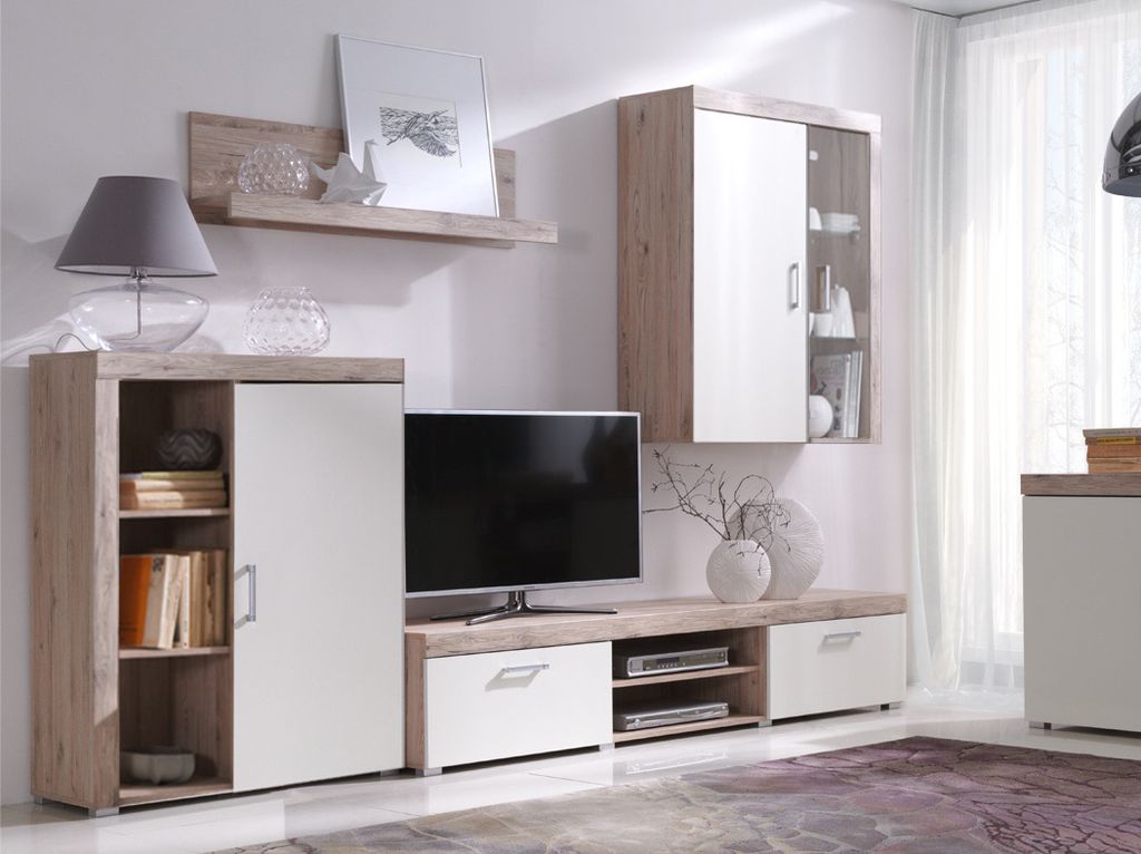 Wohnwand Schrankwand 4 tlg. YORK Sanremo-Creme mit Produktbild 