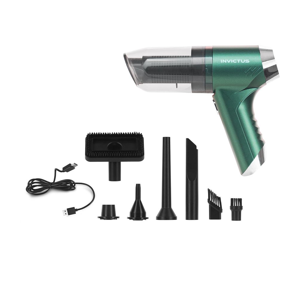 Genius Invictus One Quick Akku Handstaubsauger 13 tlg. Kabellos 3 in 1, Mini Autostaubsauger Staubsauger Beutellos für Auto Küche Tastatur