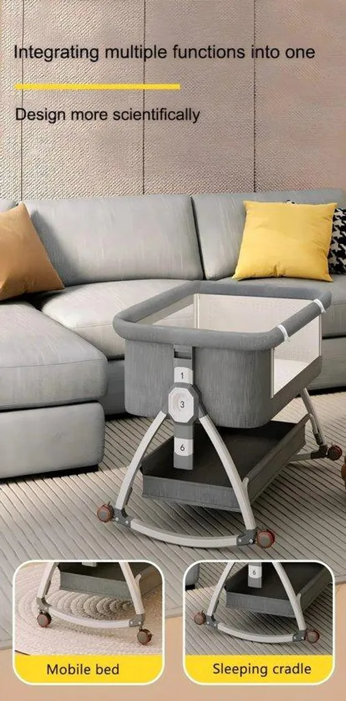 Chaise haute évolutive pour bébé avec fonction bascule et roulettes