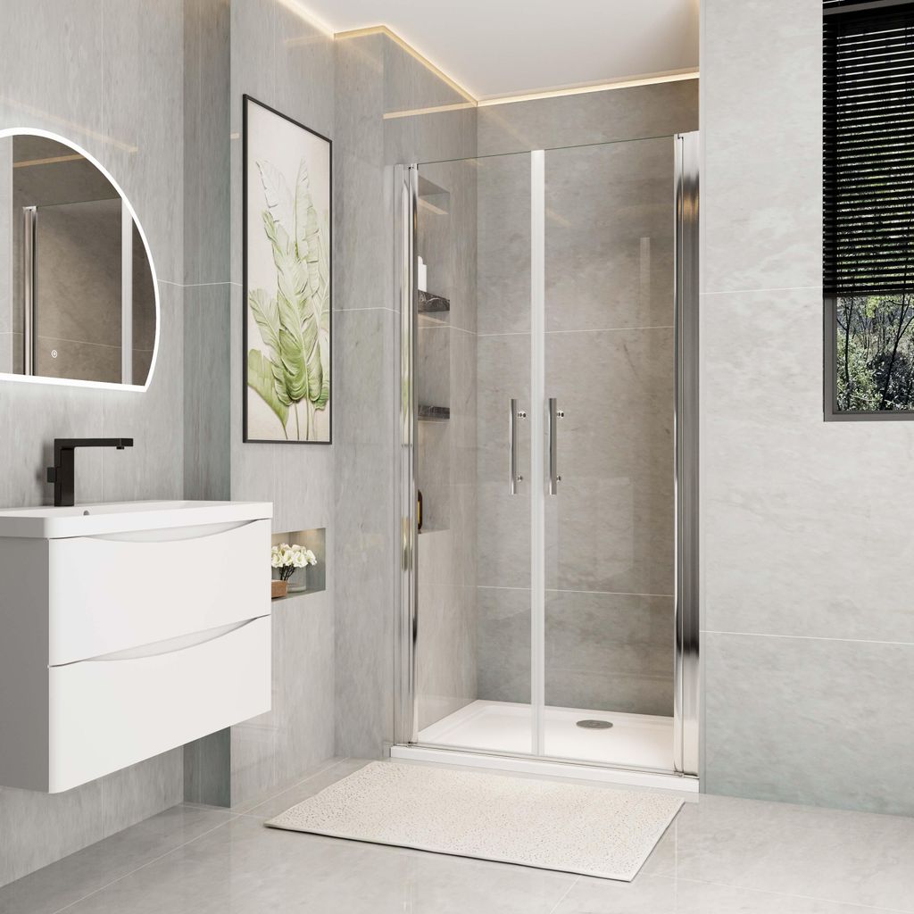 Duschspa Doppeltür 80x195cm Nischentür Chrom Duschtür 6mm Produktbild 