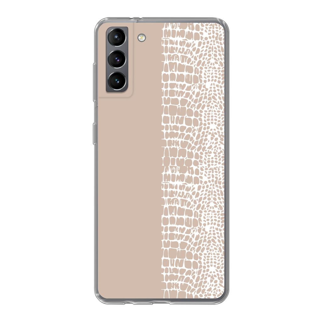 MuchoWow Handyhülle Schutzhülle Hülle für Samsung Galaxy S21 Plus Schlange - Design - Rosa Silikon Softcase Handy Hülle - Handy-Tasche