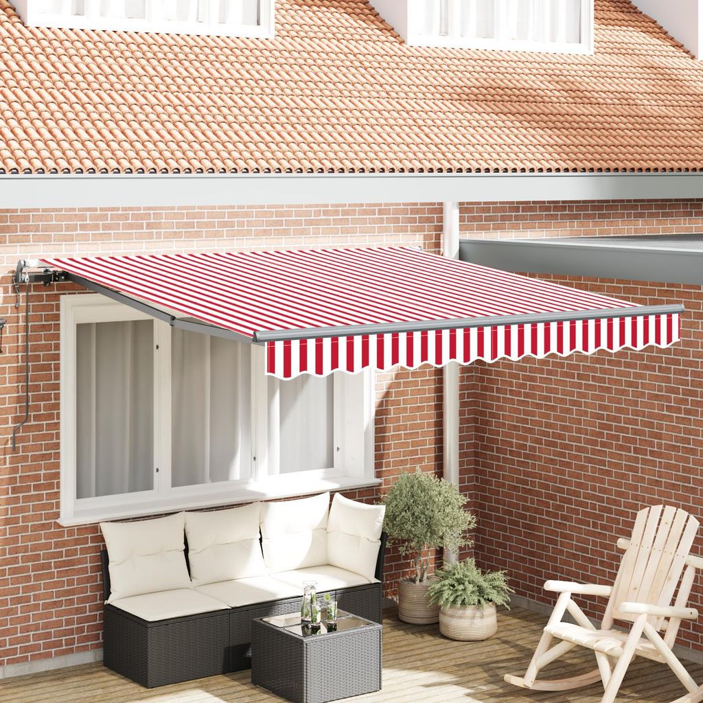 Design Einziehbare Markise Rot und Weiß 350 x 250 cm Stoff - Markisen 2025 Neu7944106 2parcel