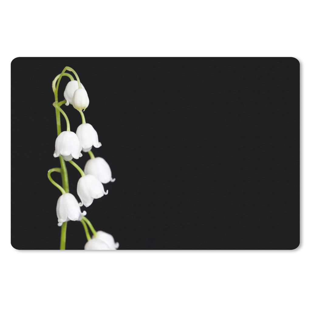 MuchoWow Mauspad Mousepad Maiglöckchen - Blumen - Schwarz - Flora 27x18 cm - Mousepads - Maus Mat - Pad - Mausunterlage - Büroartikel - Desk Ma...