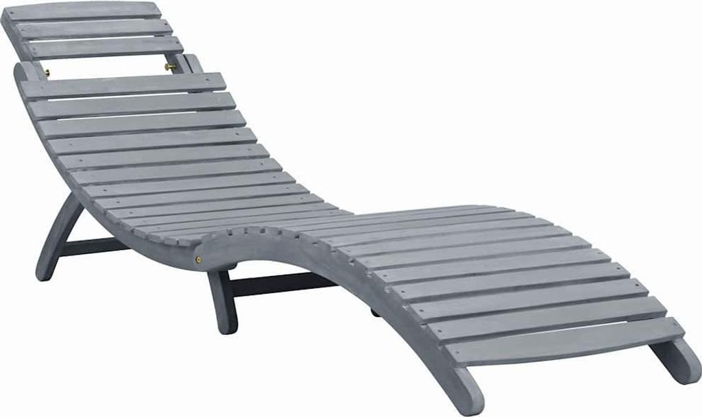 vidaXL Sonnenliege mit Auflage Grau Massivholz Akazie