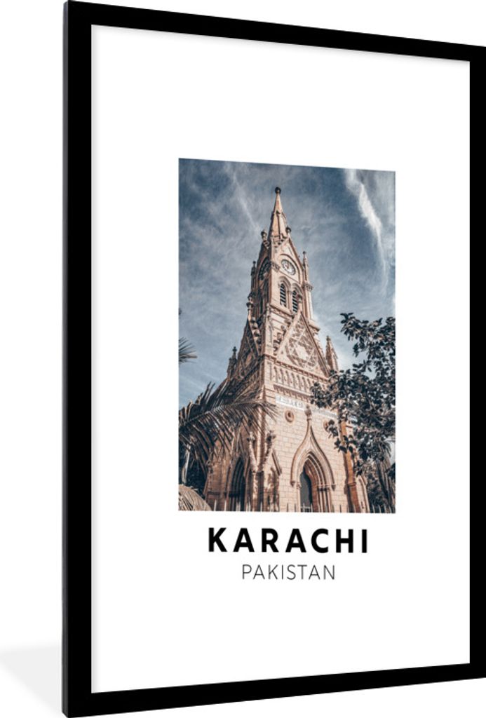 MuchoWow Gerahmtes Poster Pakistan - Kirche - Bäume 60x90 cm - Poster mit Schwarzem Bilderrahmen Wandposter Rahmen Foto Bilder - Dekoration - Wa...