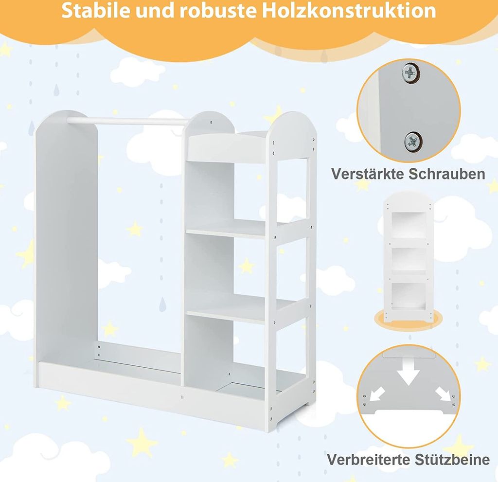 COSTWAY Kindergarderobe mit Spiegel, Prinzen Prinzessin Produktbild 5