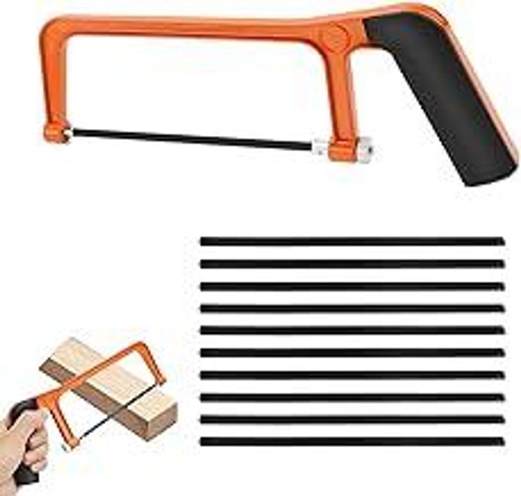 11PCS Minisäge-Set, Metallsäge x1, Sägeblätter x10, Metallsäge, Eisensäge, Aluminium-Sägebock, geeignet für Holzschnitte, Bastelarbeiten un...