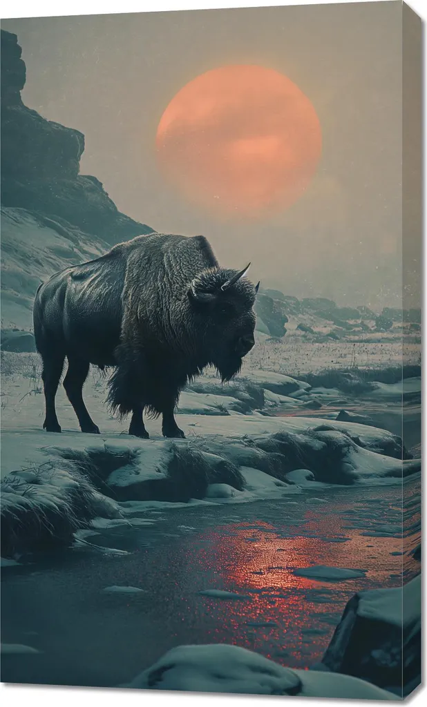 Tableau Monolithe à bisons 60x100 cm – Décoration Murale Premium Art