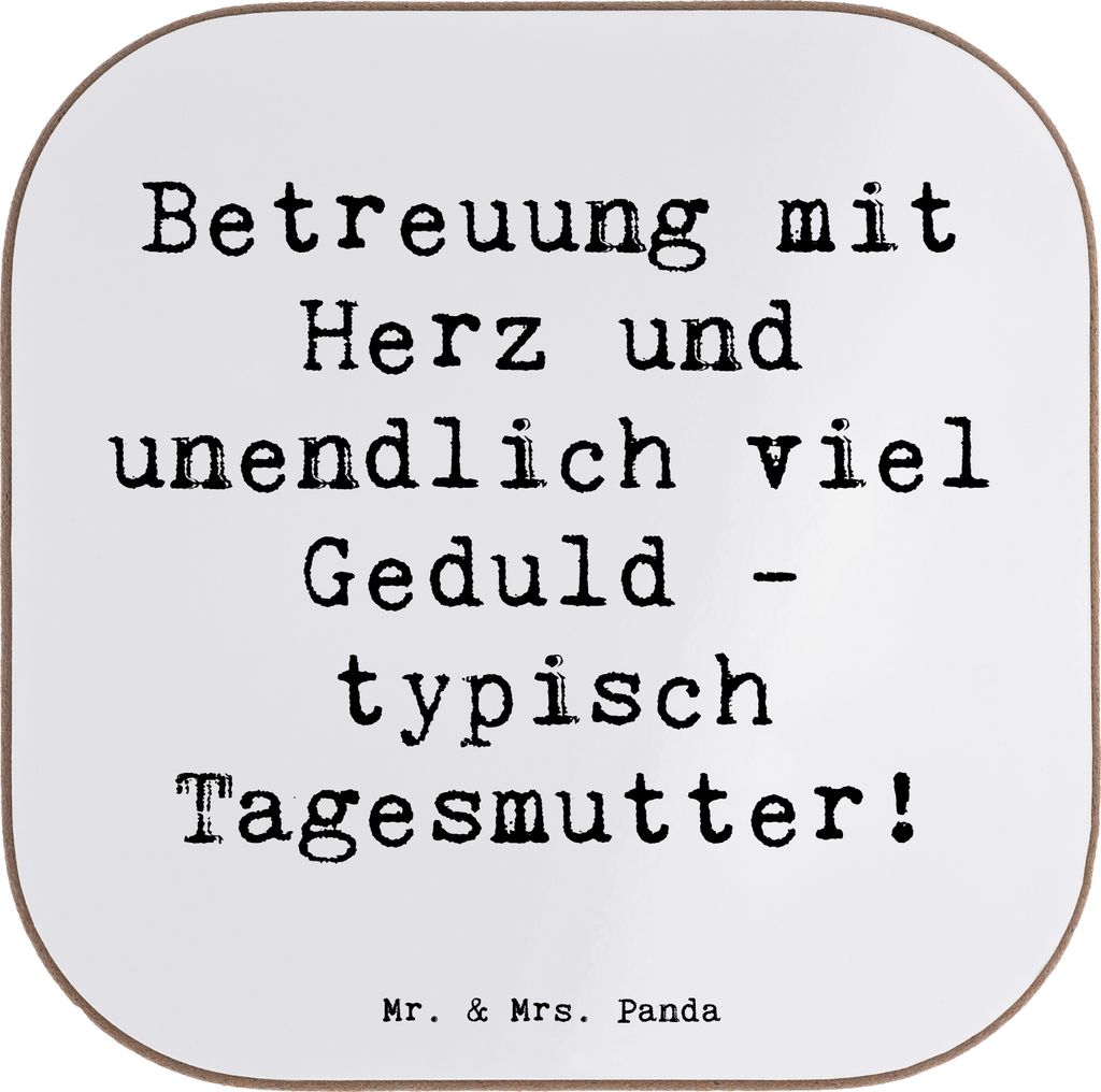 Mr. & Mrs. Panda Tischuntersetzer Spruch Tagesmutter Liebe - Weiß - Geschenk, Betreuung, Beruf, Tassenuntersetzer, Geschenke für Berufstätige, K...