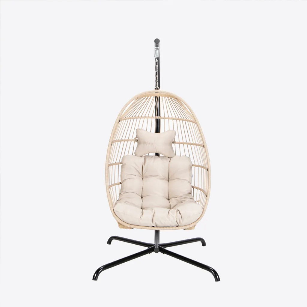 Fauteuil Suspendu LOMA HOME DELUXE Beige - Panier Œuf Pliable 1 Place