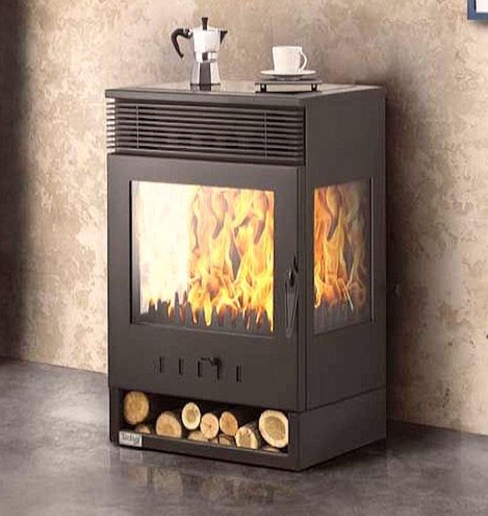 EEK A Kaminofen Panorama 3 Seitig 9 kW Dauerbrand Teba TKS 12 Kamin Holzofen 3 Seiten Ofen Holz