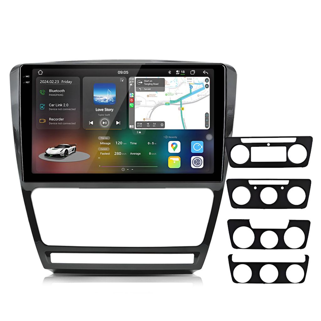 2K-OLED-Display Android Radio für Skoda Octavia II 1Z3 1Z5 2008-2013 CarPlay Upgrade Navi Bluetooth Lenkradsteuerung GPS 6+128GB