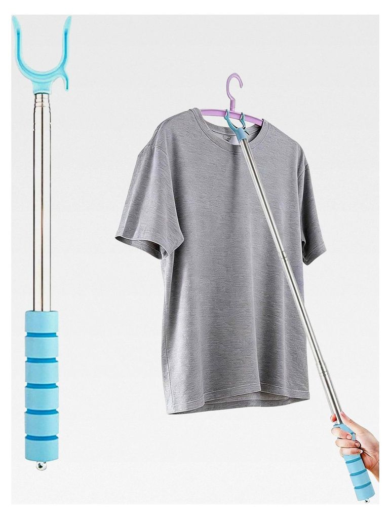 Teleskopstange mit Haken, Aufhängehilfe für Kleider und Gegenstände, ausziehbar von 31-101 cm