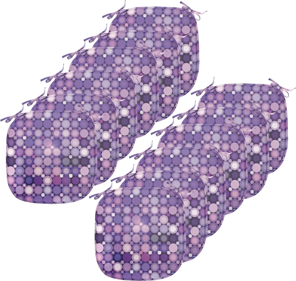 ABAKUHAUS Rivestimenti moderni per sedie da sala da pranzo, cerchi geometrici viola, cuscini decorativi impermeabili con cinturini per sedie da cucina, 40 cm x 40 cm - confezione da 12, rosa baby e lilla