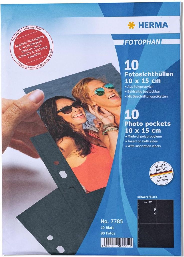 Fotosichthüllen 100 x 150 mm hoch schwarz 10 Hüllen Produktbild 