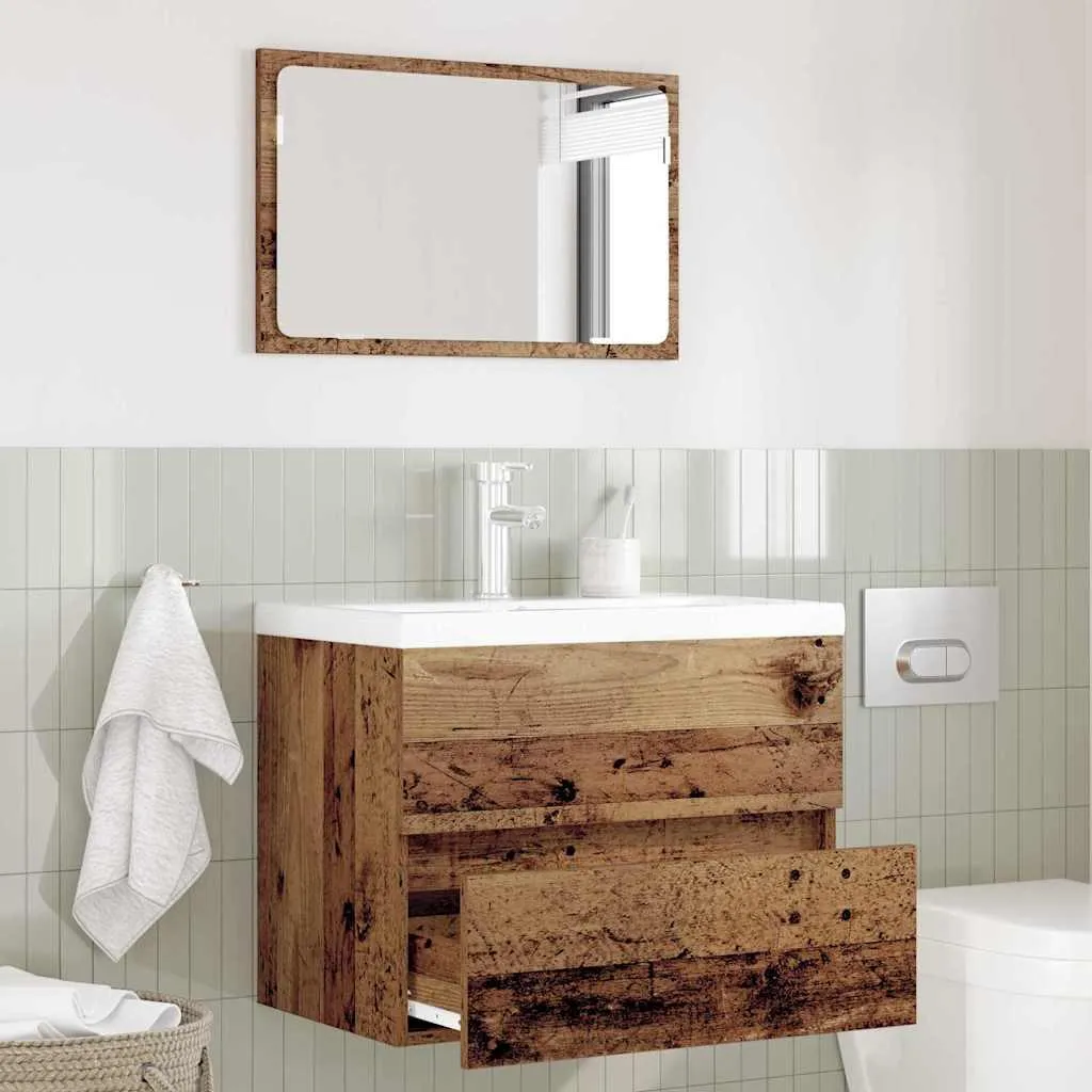 Ensemble de salle de bain industriel bois recyclé et structure métal