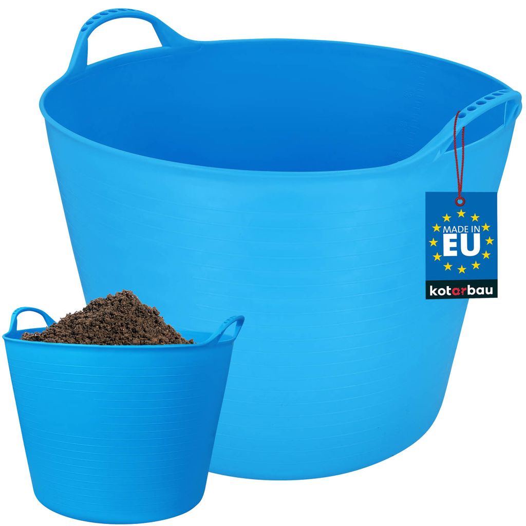 KOTARBAU Elastischer Gummitrog 42L Türkis Fluo mit Tragegriffen Universal Flexibler Gartenkorb