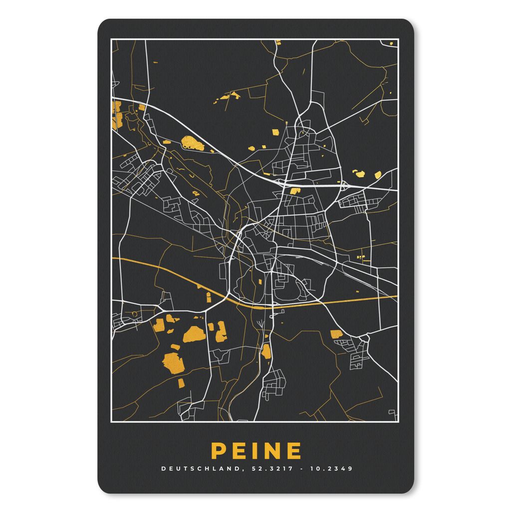 MuchoWow Mauspad Mousepad Peine - Stadtplan - Schwarz und Gold - Karte - Deutschland - Karte 40x60 cm - Mousepads - Maus Mat - Pad - Mausunterlag...