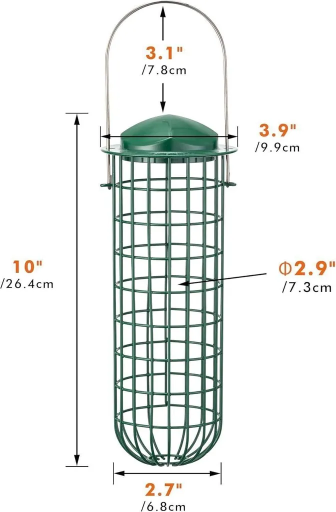 Distributeur métal pour boules de graisse oiseaux 26cm vert durable