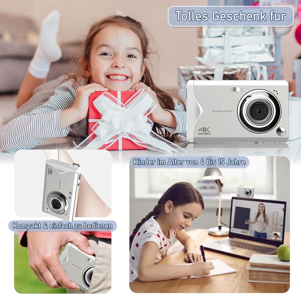 Fine Life Pro Kompaktný digitálny fotoaparát, 4K HD 1080P Obrázok produktu 5