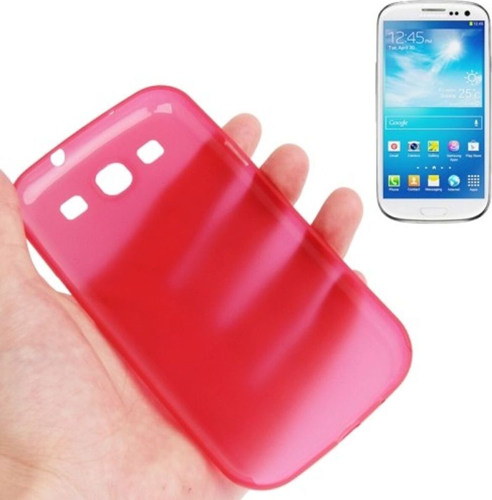 Schutzhülle Case Ultra Dünn 0,3mm für Handy Samsung Galaxy S3 i9300 / i9305 / S3 NEO i9301 Rot Transparent
