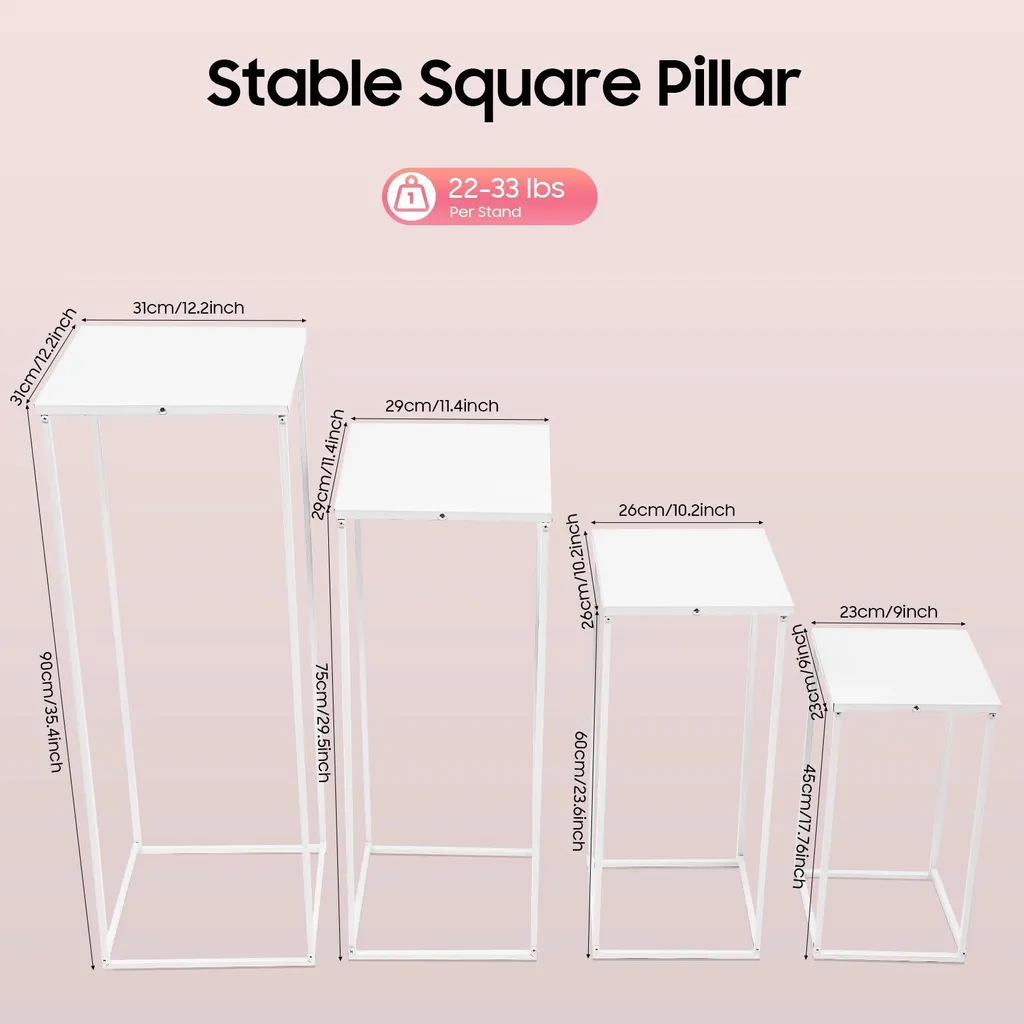 Support de Fleurs Stable pour Vases Lourds - Set de 4 Acier Blanc