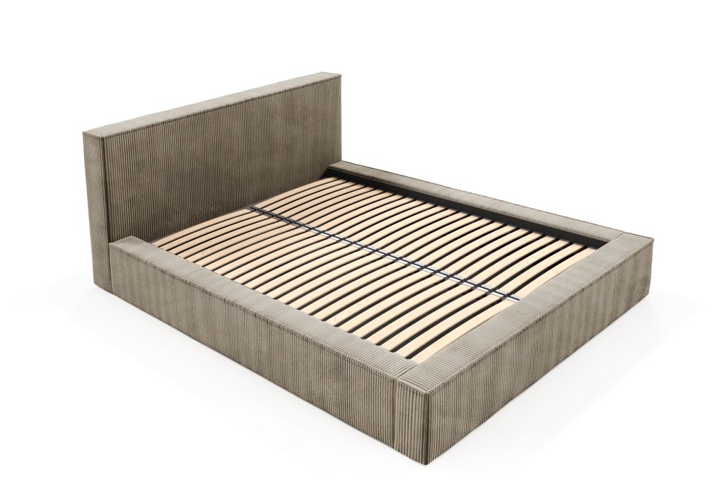 GUTTO Polsterbett nach Maß FILO Beige 160x200 aus Kordstoff mit Holz-Lattenrost Modernes Design in trendigen Farben, ohne Stauraum