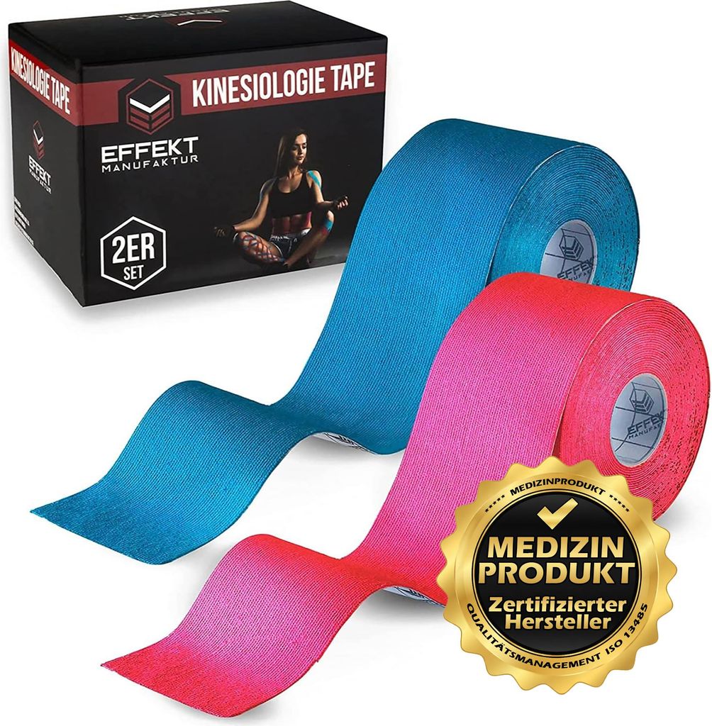 Effekt Manufaktur Kinesiologie Tape – 500 x 5 cm – in blau und pink