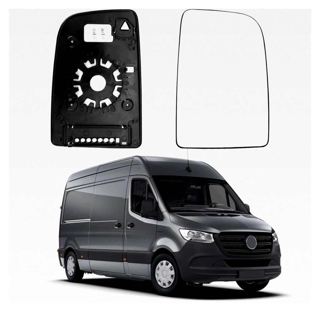 Ersatz Spiegelglas für Mercedes Sprinter 2006-2018, Außenspiegel Glas asphärisch verstellbar, Rückfahrglas Spiegel (rechts)