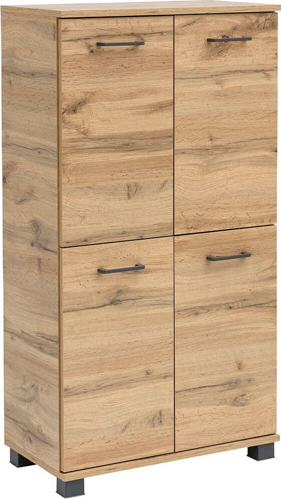 MÖBELPARTNER Badschrank Nora 144971 eiche landhaus 59,8 x 32,6 x 116,9 cm