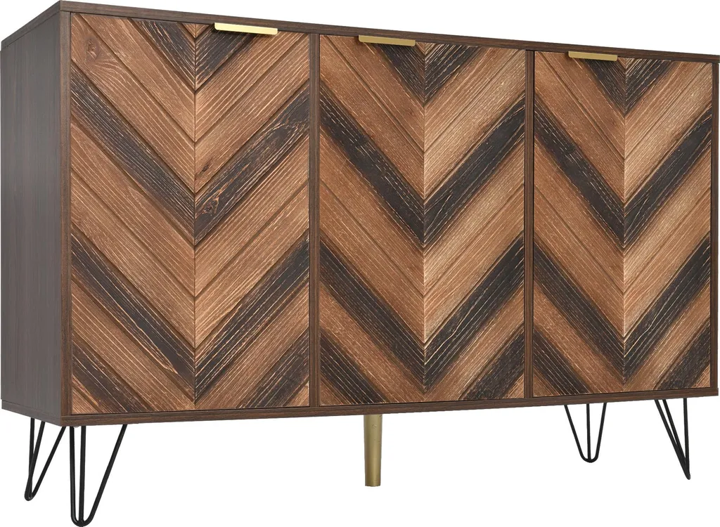 Fortuna Lai Buffet de Salon avec 3 Portes en Bois et Veines Naturelles