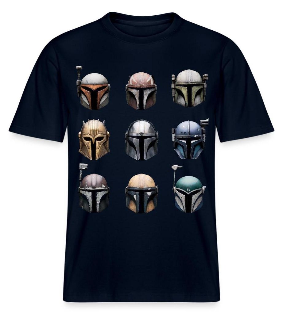 Star Wars: Mandalorian Mandalorianische Helme Relaxed Fit Uni T-Shirt, M, Navy