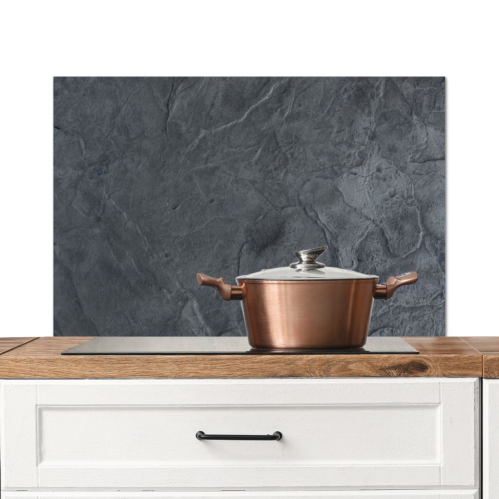 KitchenYeah Spritzschutz Küche - Küchenrückwand - Wandschutz für Herd und Spüle - Grau - Beton - Schiefer - Strukturiert - Retro 90x60 - Alu...