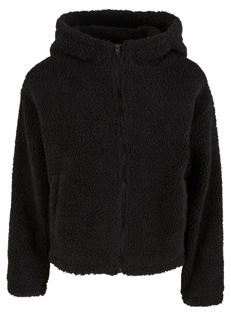 Urban Classics - Fleecejacke mit Kapuze für Damen TN1660 (L) (Schwarz)