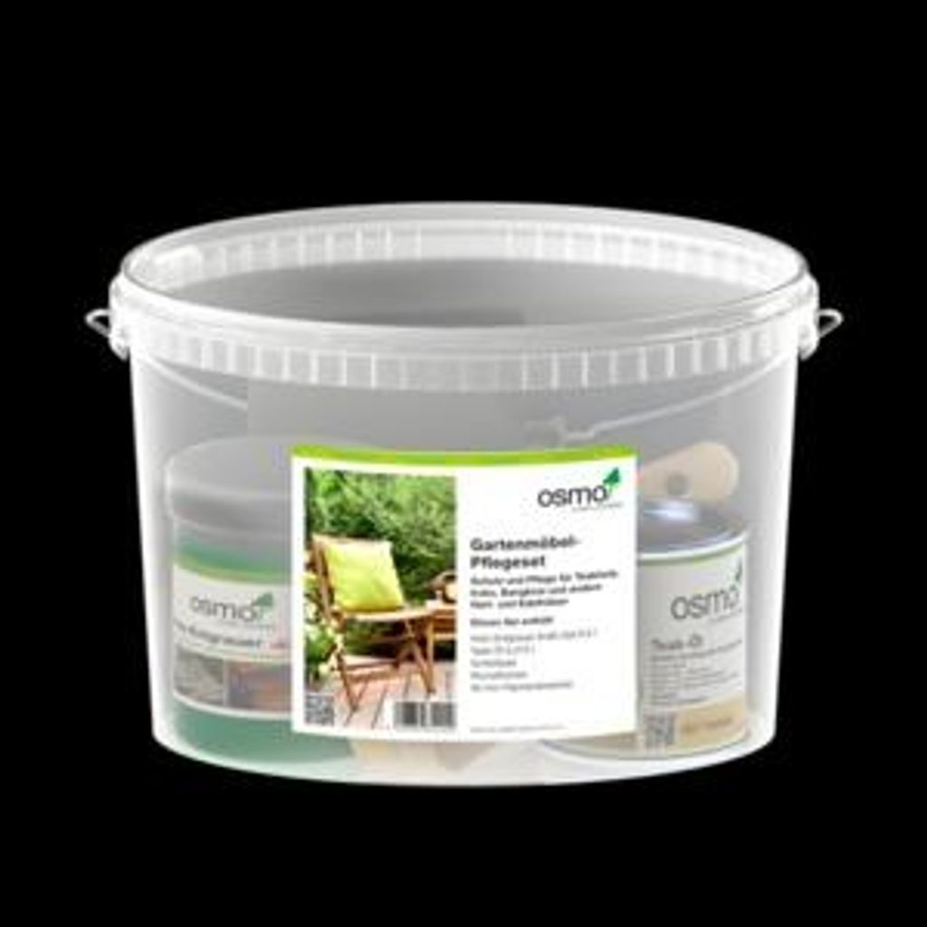 OSMO Teakholz Pflegeset, Holzentgrauer Reiniger, Hartholz Spezialöl Spray, Schleifvlies, Wurzelbürste, Gartenmöbel Terrassen Holzschutz Pflegemi...