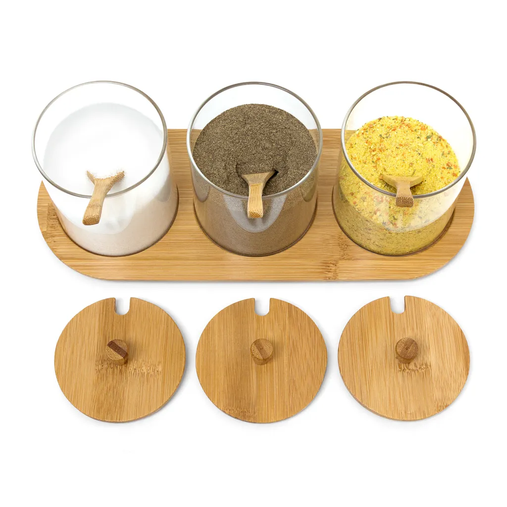 Contenitori Alimenti JIAO Relaxdays: Vetro e Bambù Stile Minimalista