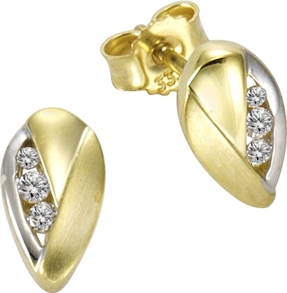 F Ohrstecker 333/- Gold 0,9cm mehrfarbig Zirkonia weiß Produktbild 