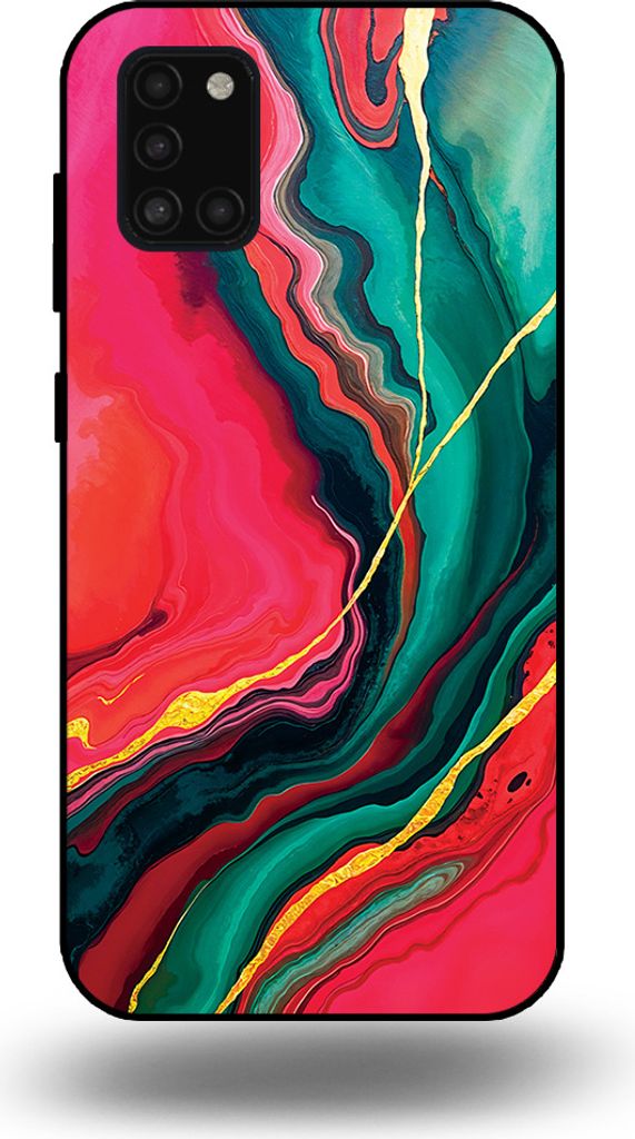 Smartphonica Telefon Fall geeignet für Samsung Galaxy A31 mit roten grünen Marmor Print - TPU Backcover Fall rot grün Marmor Design