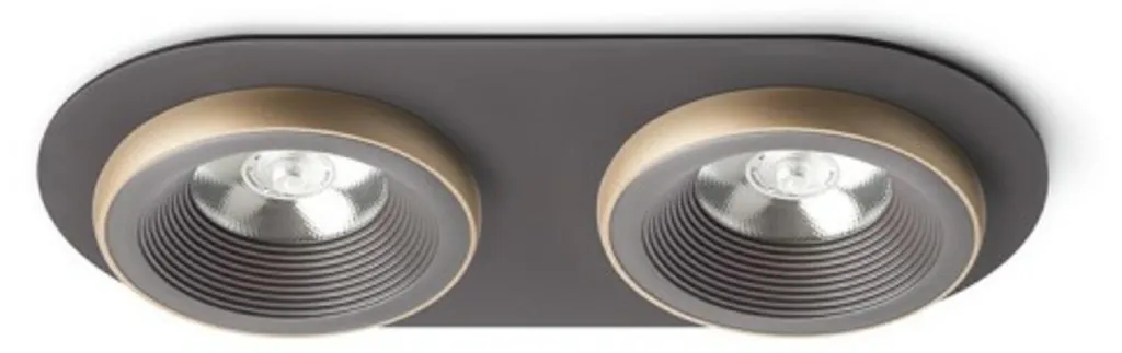 Spot LED encastrable double SHARM R II Marron et Or 230V 20W RENDL R13242