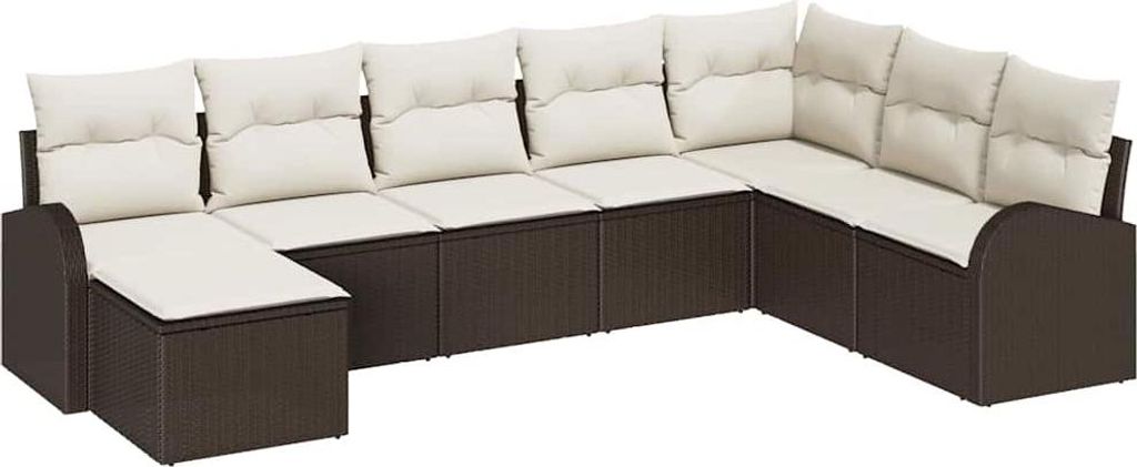 vidaXL Garten-Sofa-Set mit Kissen 8 pcs Braun Poly Rattan